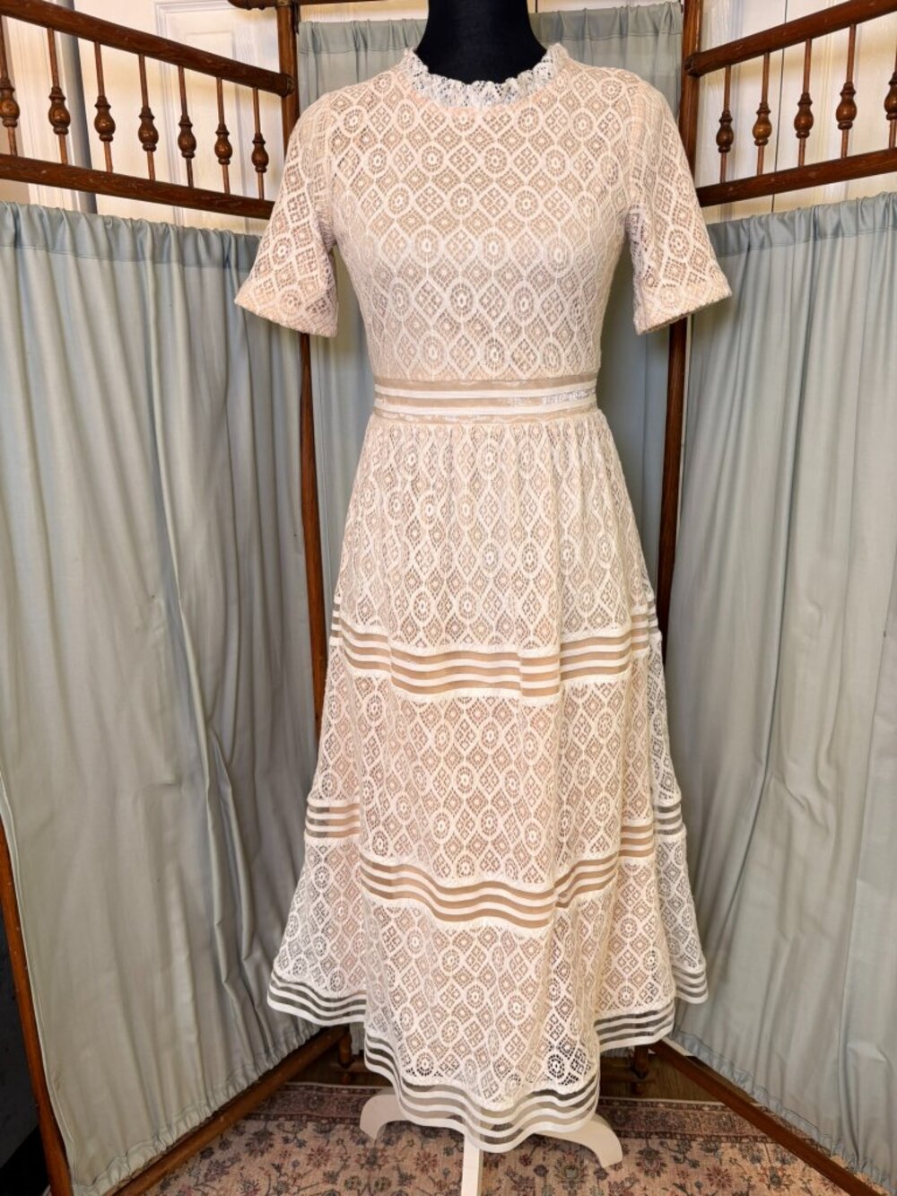 Polagram | White Lace Graduation Dress | Midi |Bridal Shower